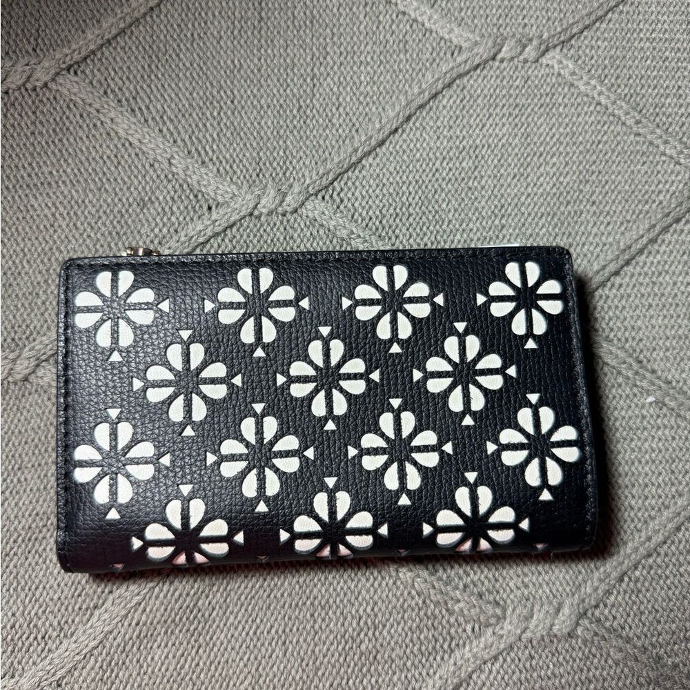 VTG Kate Spade Card Holder Wallet Pattern Floral Black White Hippie Boho Small